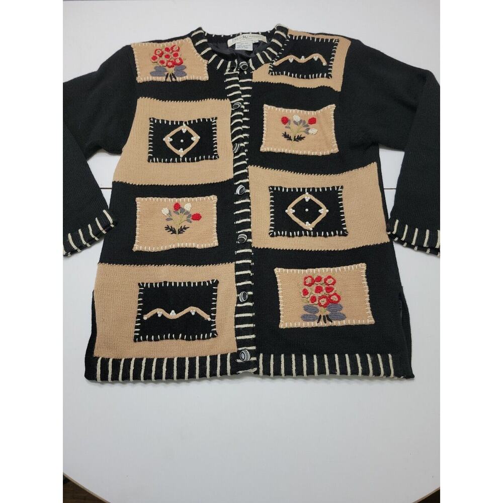 Great Cavalier Cardigan Women Small‎ Sweater Beige Long Sleeve Button Front Wool